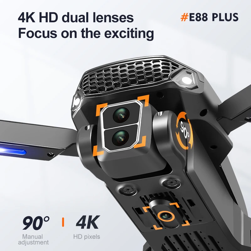 New E88 Plus Quadcopter Drone: - Drone Camera 4K review and price